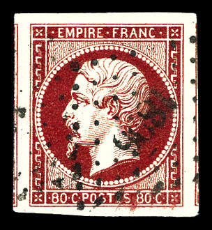 O N°17A, 80c Carmin Foncé, Grandes Marges, 2 Voisins, Pièce Choisie (certificat)   Qualité: O - 1853-1860 Napoléon III.