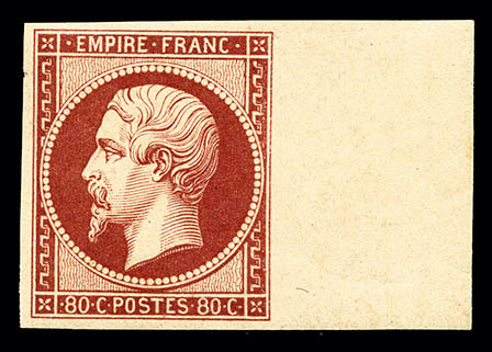 ** N°17Ah, 80c Carmin-rose, Impression De 1862, Bord De Feuille Latéral Droit (charnière Sur Bdf), Fraîcheur Postale, SU - 1853-1860 Napoléon III.