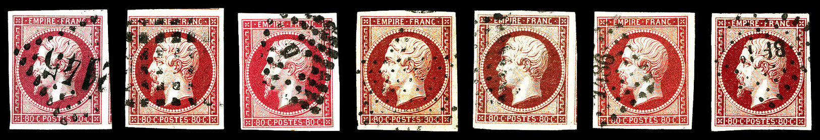 O 80c Empire, 7 Exemplaires Avec Nuances Différentes. SUP   Qualité: O - 1853-1860 Napoléon III.