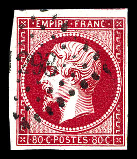 O N°17Bd, 80c Groseille, Jolie Nuance TTB (signé Scheller/certificat)   Qualité: O   Cote: 300 Euros - 1853-1860 Napoléon III.