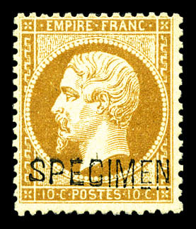 ** N°21c, 10c Bistre Surchargé 'SPECIMEN', Fraîcheur Postale, TTB (certificat)   Qualité: ** - 1862 Napoléon III.