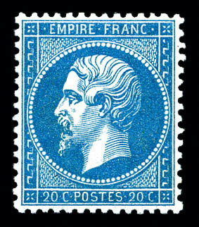 ** N°22, 20c Bleu, Fraîcheur Postale, Très Bon Centrage, SUP (certificat)   Qualité: ** - 1862 Napoléon III.