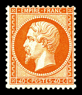 ** N°23b, 40c Orange-vif, Fraîcheur Postale. SUPERBE. R. (signé Calves/certificat)   Qualité: ** - 1862 Napoléon III.