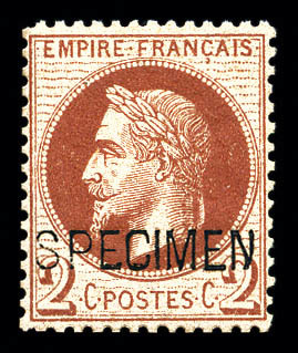 ** N°26Be, 2c Rouge-brun Surchargé 'SPECIMEN'. SUP (signé Calves/certificat)   Qualité: ** - 1863-1870 Napoléon III Lauré