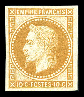 ** N°28Aa, 10c Bistre Impression De Rothschild, Fraîcheur Postale. SUP (signé Brun/certificat)   Qualité: ** - 1863-1870 Napoléon III Con Laureles