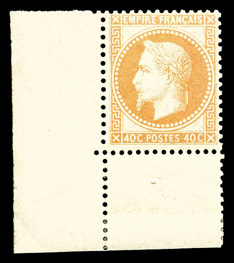 ** N°31, 40c Orange Clair, Coin De Feuille, Fraîcheur Postale. SUPERBE (certificat)   Qualité: ** - 1863-1870 Napoleon III With Laurels