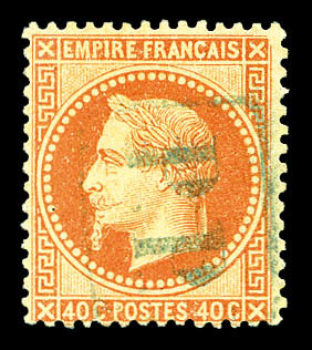 O N°31, 40c Lauré, Obl 'PP' Bleu De Volo. R.R. SUP (certificat)   Qualité: O - 1863-1870 Napoléon III. Laure