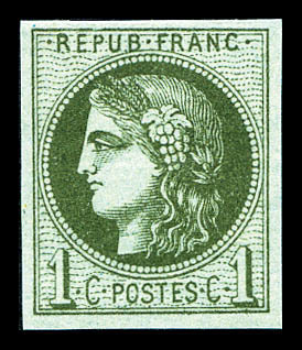 ** N°39A, 1c Olive Report 1, Fraîcheur Postale, SUP (certificat)   Qualité: ** - 1870 Ausgabe Bordeaux