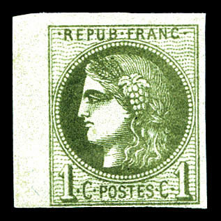 * N°39A, 1c Olive Report 1 Bdf, TB   Qualité: *   Cote: 300 Euros - 1870 Ausgabe Bordeaux