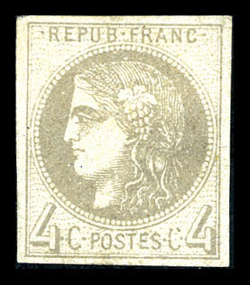 (*) N°41A, 4c Gris Report 1, R.R.R. Et SUP (certificat)   Qualité: (*)   Cote: 2600 Euros - 1870 Emisión De Bordeaux