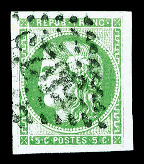 O N°42, (références Maury), 5c Vert émeraude Clair, Très Jolie Nuance, B/TB (signé Calves/certificat)   Qualité: O   Cot - 1870 Ausgabe Bordeaux