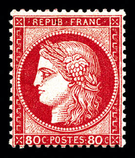 ** N°57b, 80c Carmin-vif, Fraîcheur Postale. SUP. R. (certificat)   Qualité: ** - 1871-1875 Cérès