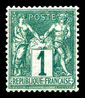 ** N°61, 1c Vert, Fraicheur Postale, Très Bon Centrage (signé Calves)   Qualité: ** - 1876-1878 Sage (Type I)