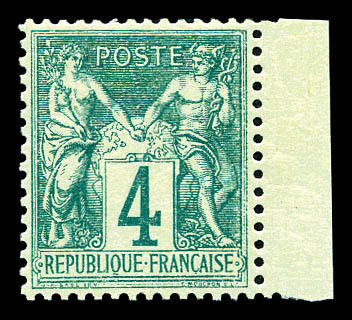 ** N°63, 4c Vert Bdf, Très Bon Centrage. SUP (signé Calves)   Qualité: ** - 1876-1878 Sage (Typ I)