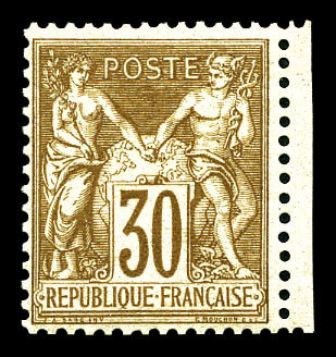 ** N°69, 30c Brun Type I, Bdf, Fraîcheur Postale. SUP (certificat)   Qualité: ** - 1876-1878 Sage (Tipo I)