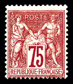 * N°71, 75c Carmin Type I. TB. R.R. (certificat)   Qualité: *   Cote: 1400 Euros - 1876-1878 Sage (Type I)