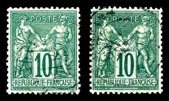 O N°76, 10c Type II, Vert Et Vert-foncé, Les 2 Ex TB (certificat)   Qualité: O   Cote: 650 Euros - 1876-1878 Sage (Type I)