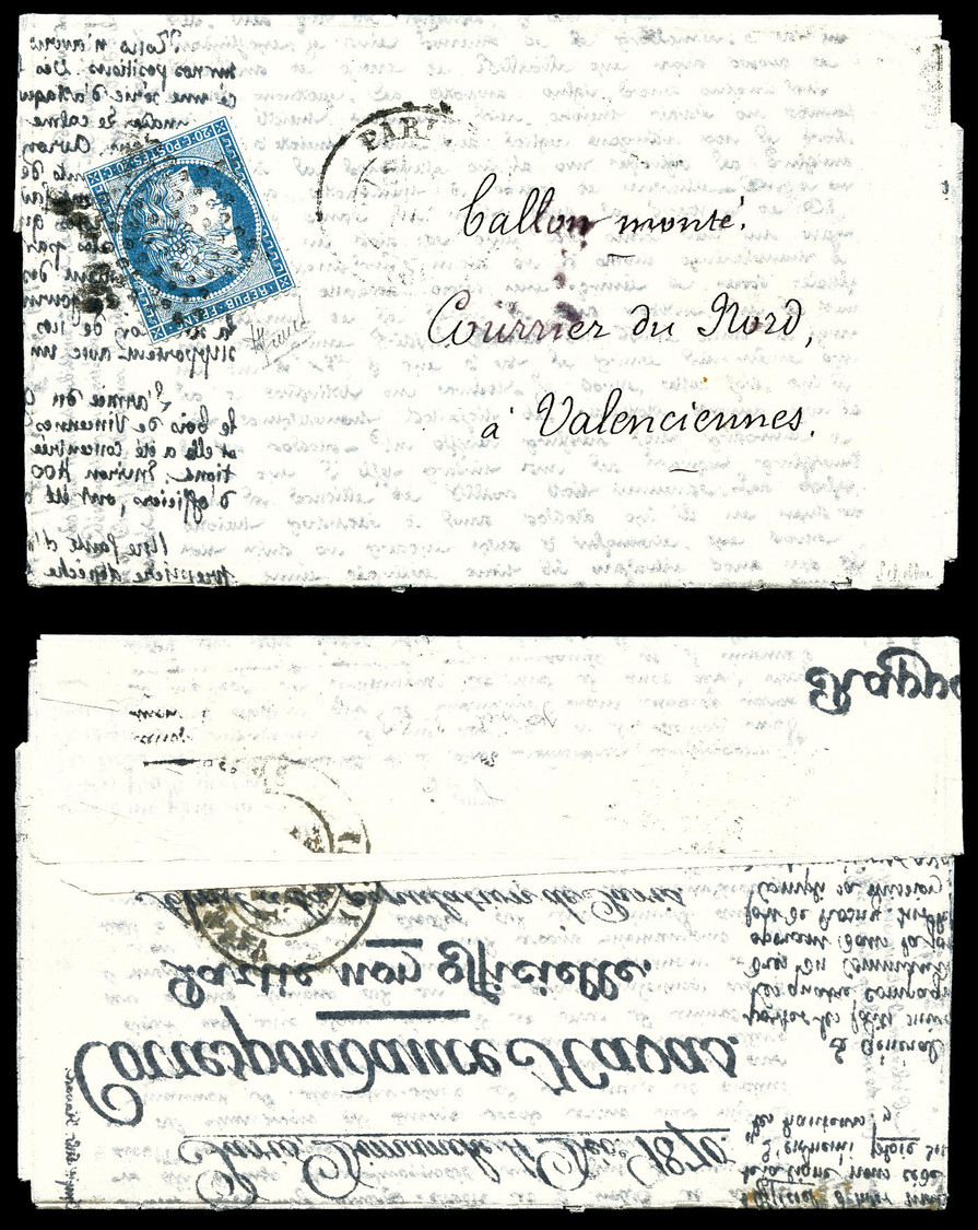 O LE FRANKLIN', 20c Siège Sur Correspondance HAVAS Edition Francaise Du 4 Décembre à Destination De Valenciennes (cachet - Guerre De 1870