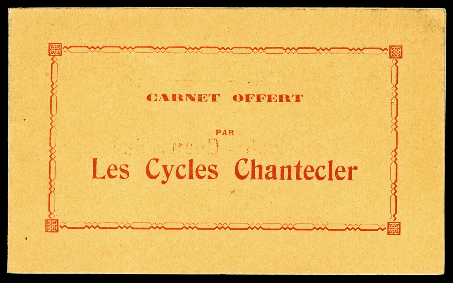 ** N°170-CP4, CYCLES CHANTECLER, Pub Privée Sur Marge Des Timbres, R.R.R., SUPERBE (certificat)   Qualité: ** - Autres & Non Classés