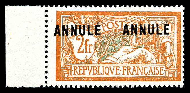 ** N°145-CI 1, Merson, 2F Orange Et Vert-bleu Surchargé 'ANNULE', Bdf, TTB   Qualité: **   Cote: 240 Euros - Lehrkurse