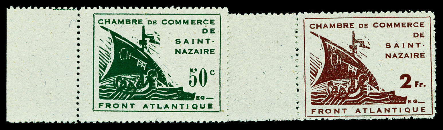 (*) N°8/9, Paire St Nazaire De 1945 Bord De Feuille, SUP (certificat)   Qualité: (*)   Cote: 370 Euros - Guerre (timbres De)