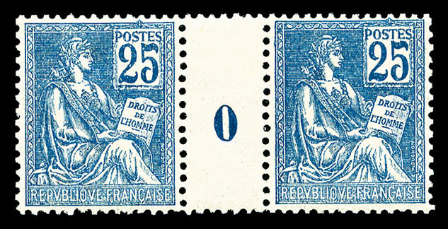 ** N°118, 25c Bleu Type II En Paire Millésime '0', TRES BON CENTRAGE, SUPERBE (certificat)   Qualité: ** - Millesimi