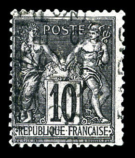 (*) N°16, 10c Noir Sur Lilas Surchargé 5 Lignes De Septembre 1893, TTB. R.R (signé Brun/certificat)   Qualité: (*) - 1893-1947