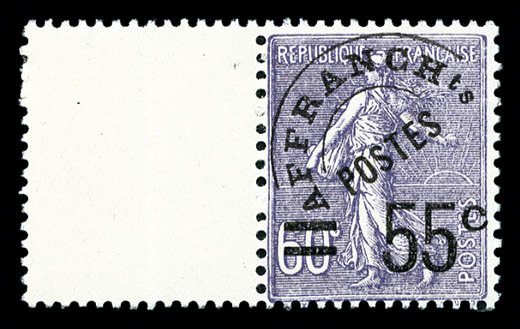 ** N°47, Semeuse, 55c Sur 60c Violet, Bord De Feuille Latéral, TB (certificat)   Qualité: **   Cote: 350 Euros - 1893-1947