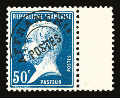 ** N°68, Pasteur, 50c Bleu, Bord De Feuille Latéral, Froissure De Gomme Sinon TB   Qualité: **   Cote: 285 Euros - 1893-1947