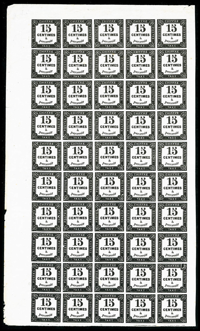** N°4, 15c Noir Lithographié Type II En Feuille Complête De 50 Exemplaires, Fraîcheur Postale, Rare Et SUP (certificat) - 1859-1959 Oblitérés