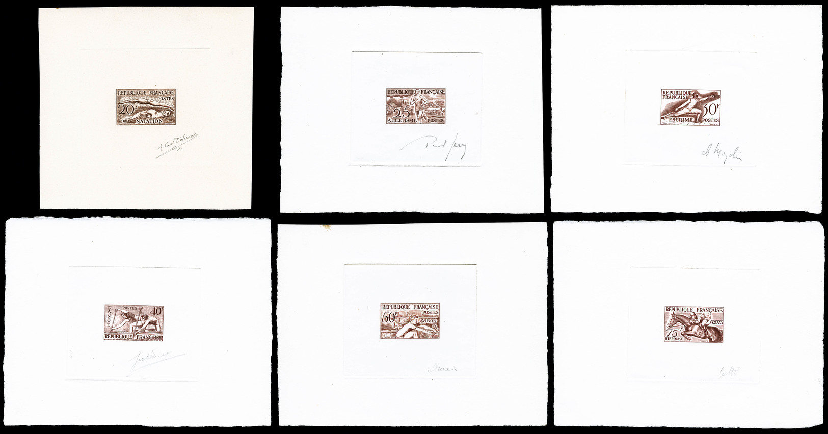 (*) N°960/64, Série JO D'Helsinski De 1952 En 6 épreuves D'artiste Signées, SUP (certificat)   Qualité: (*) - Epreuves D'artistes