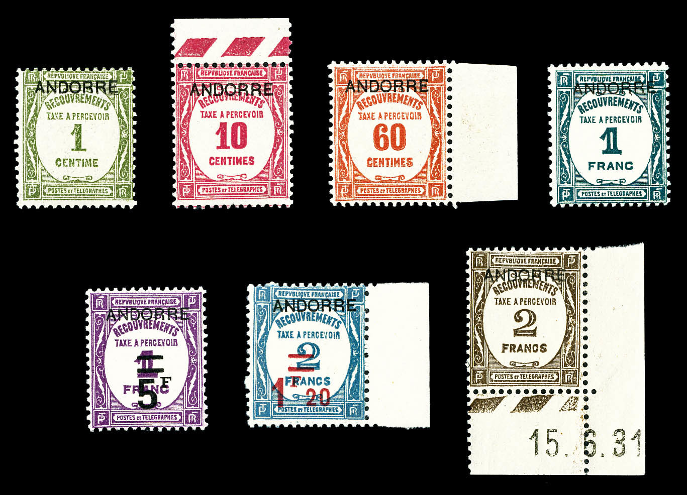 ** Taxe N°9/15, Série De 1931, Les 7 Valeurs SUP (certificat)   Qualité: **   Cote: 1335 Euros - Unused Stamps