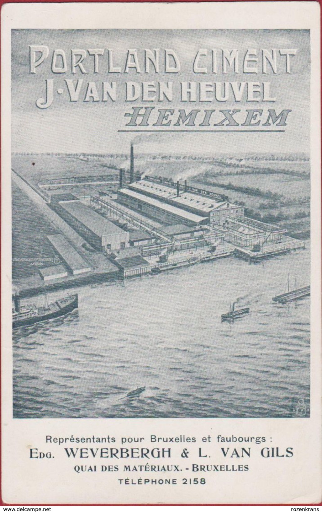 Hemiksem Hemixem Portland Ciment Cement J. Van Den Heuvel Reclame ZELDZAAM (Offerte Op Achterzijde !) (kreukje) 1919 - Hemiksem