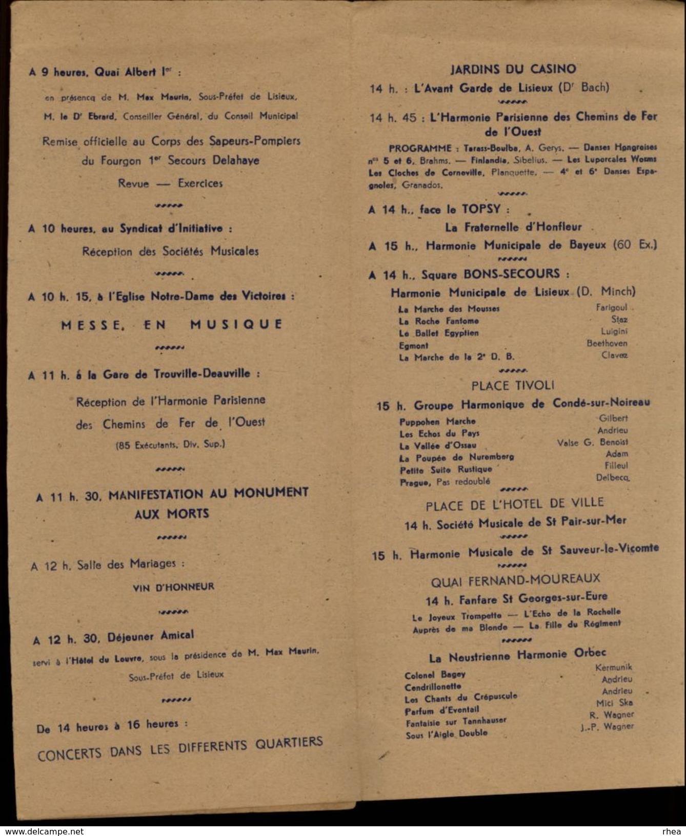 14 - TROUVILLE - Programme Du Festival International De Musique - 1951 - Plié En 3 - Programmes