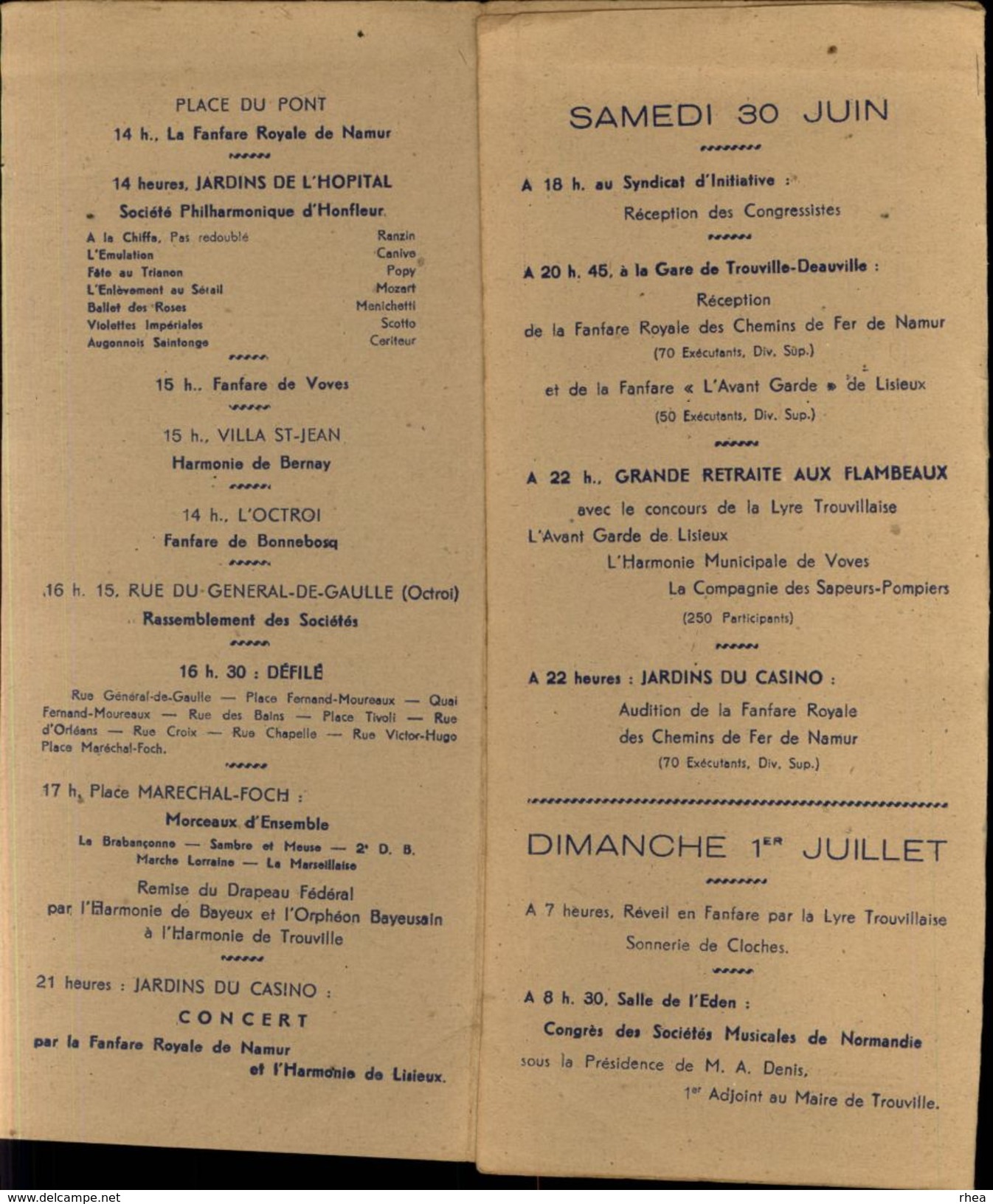 14 - TROUVILLE - Programme Du Festival International De Musique - 1951 - Plié En 3 - Programmes