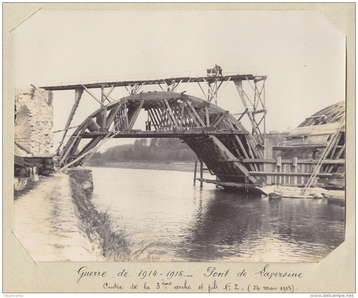 Creil  SAINT MAXIMIN, 24 Mars 1915 : Reconstruction Du Pont De Laversine. Arche.  Quadruplement. Photo Originale - Trains