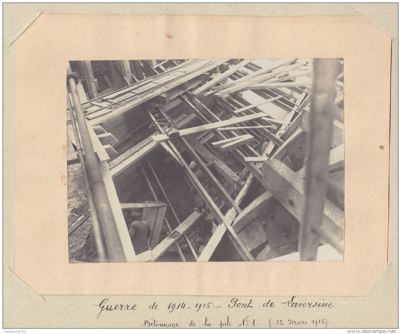 Creil  SAINT MAXIMIN, 12 Mars 1915 : Reconstruction Du Pont De Laversine. Bétonnage.  Quadruplement. Photo Originale - Trains