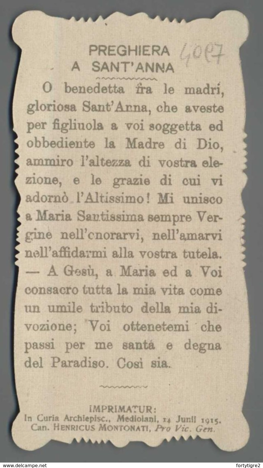 ES4097 S. Santa ANNA FUSTELLATO ANTICO CARTA TELATA BELLISSIMI COLORI Santino - Religion & Esotérisme