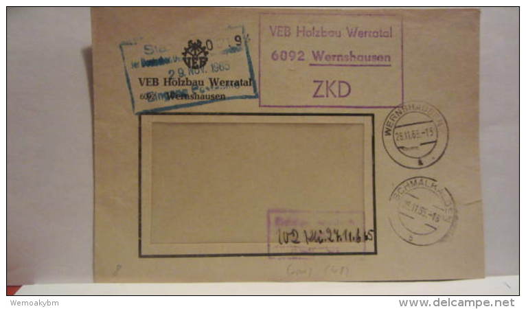 Dienst/ZKD: Fern-Brief Mit KStpl."VEB Holzbau Werratal 6092 Wernshausen " Vom 26.11.65 Nach Berlin Knr: ZKD-Kontr. - Service Central De Courrier
