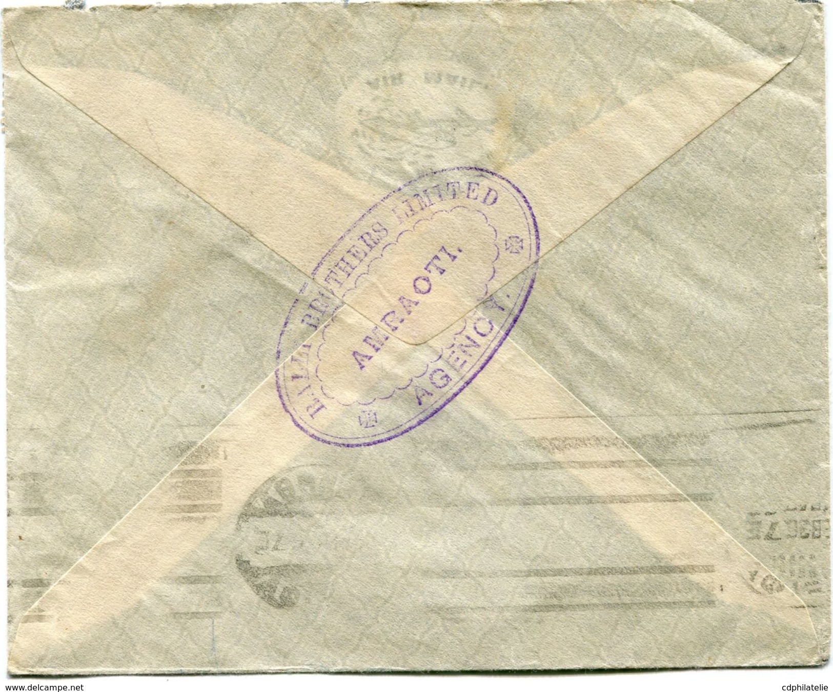 INDE ANGLAISE LETTRE PAR AVION DEPART F - 30   17 FEB.. 36  SET 2 POUR LA GRECE - 1936-47 Koning George VI