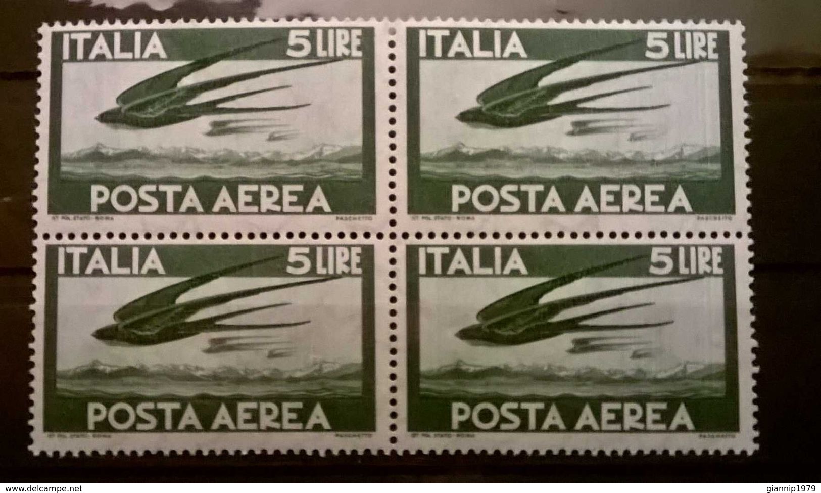 FRANCOBOLLI STAMPS ITALIA ITALY 1945 MNH** QUARTINA  POSTA AEREA DEMOCRATICA - Poste Aérienne