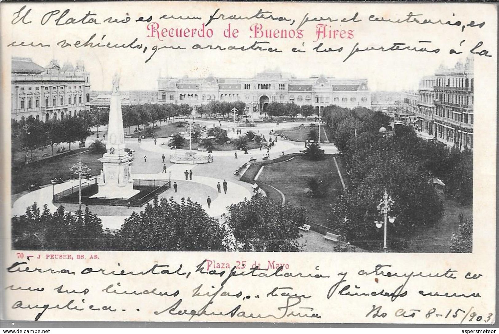 ROQUE SAENZ PEÑA PRESIDENTE DE LA REPUBLICA ARGENTINA AUTOGRAFO SOBRE POSTAL CIRCULADA EN BUENOS AIRES AÑO 1903 TBE - Other & Unclassified