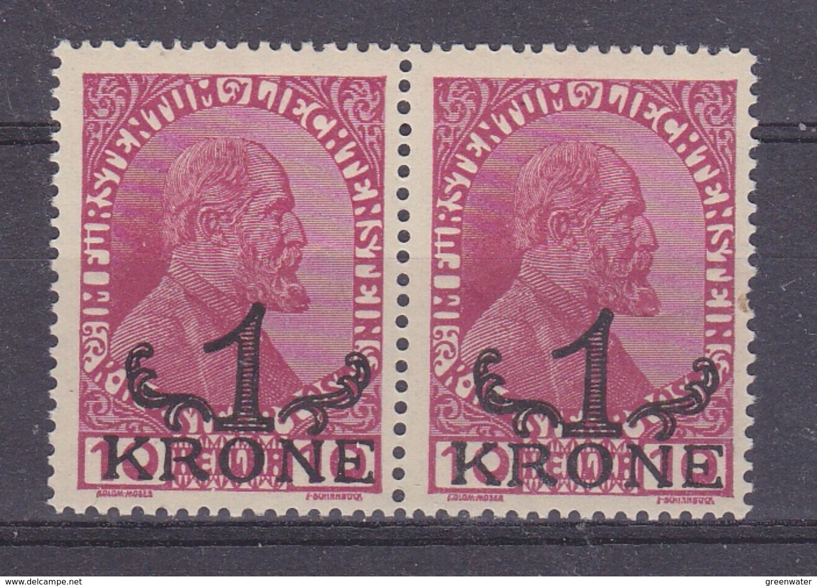 Liechtenstein 1920 Definitives / Verwechselte Aufdruk V Pair (see Scan) ** Mnh (37166) - Ongebruikt