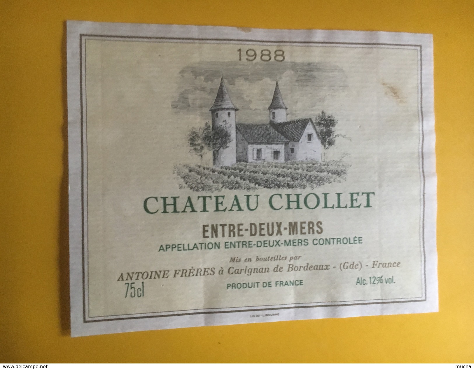 6165 - Château Chollet 1988 Entre-deux-Mers - Bordeaux