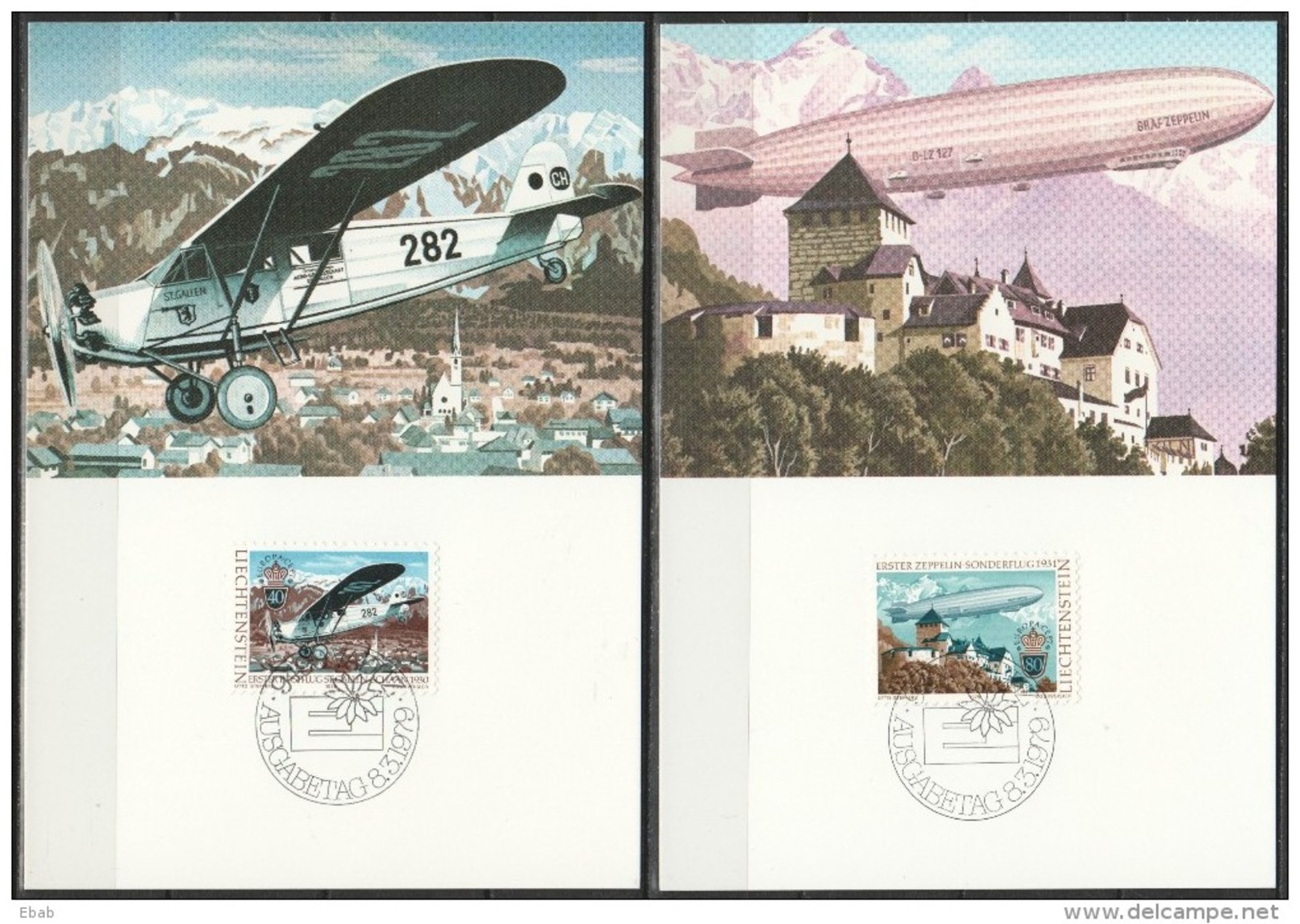 Liechtenstein 1979 - 2 Special Cards - Zeppelins