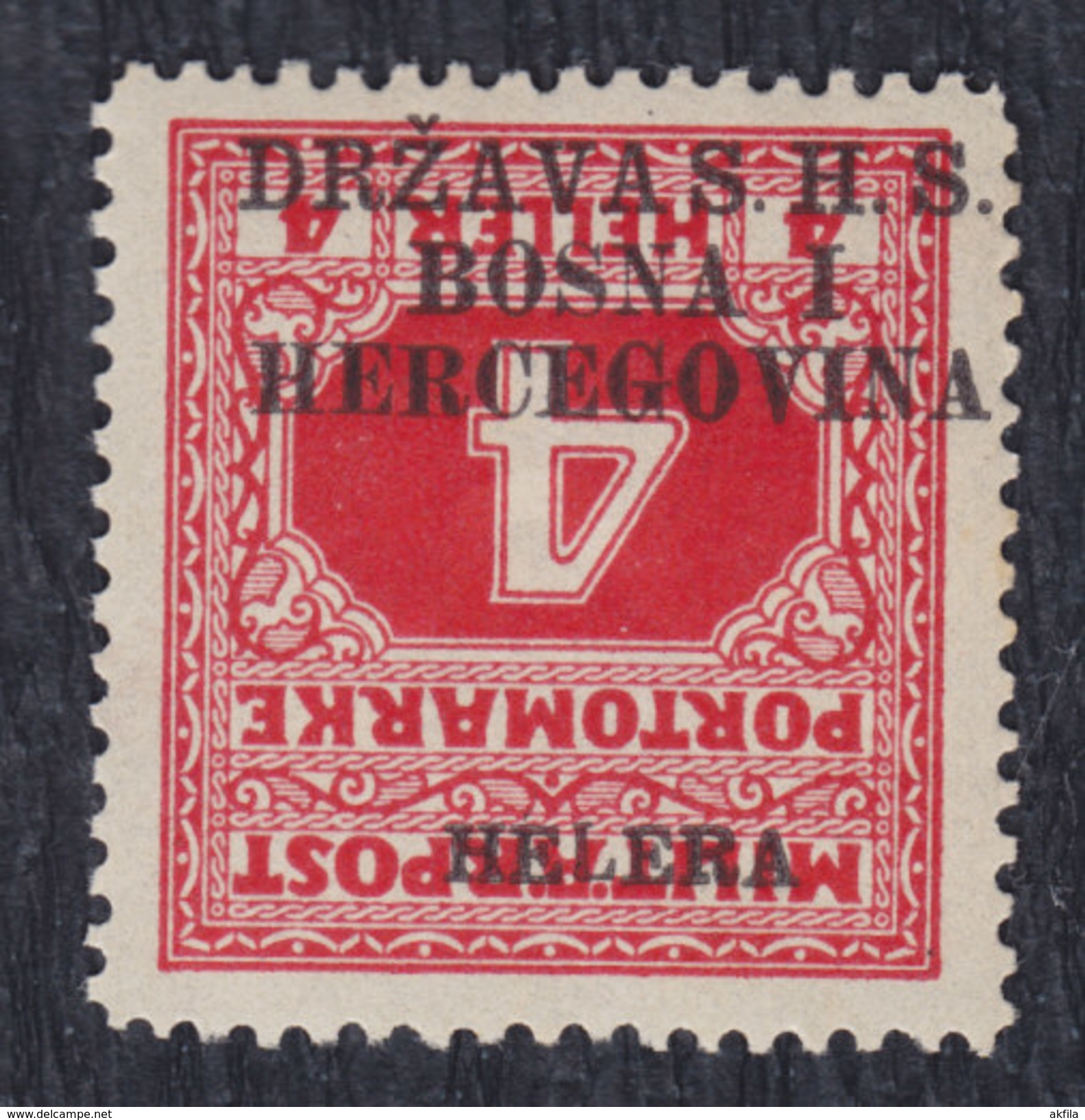 Yugoslavia State SHS Bosnia 1918 Porto, Error - Reverse Overprint, MNH (**) Michel 2 - Imperforates, Proofs & Errors