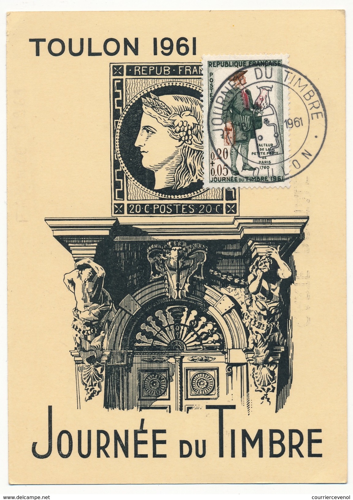 FRANCE => Carte Locale "Journée Du Timbre" 1961 - TOULON - Vignette Au Dos - Tag Der Briefmarke