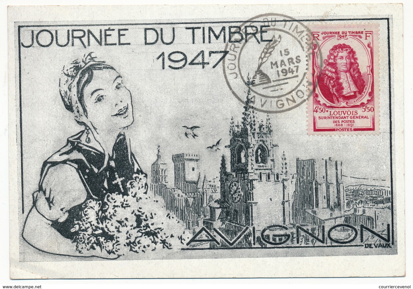 FRANCE => Carte Locale "Journée Du Timbre" 1947 - AVIGNON - Timbre Louvois - Journée Du Timbre