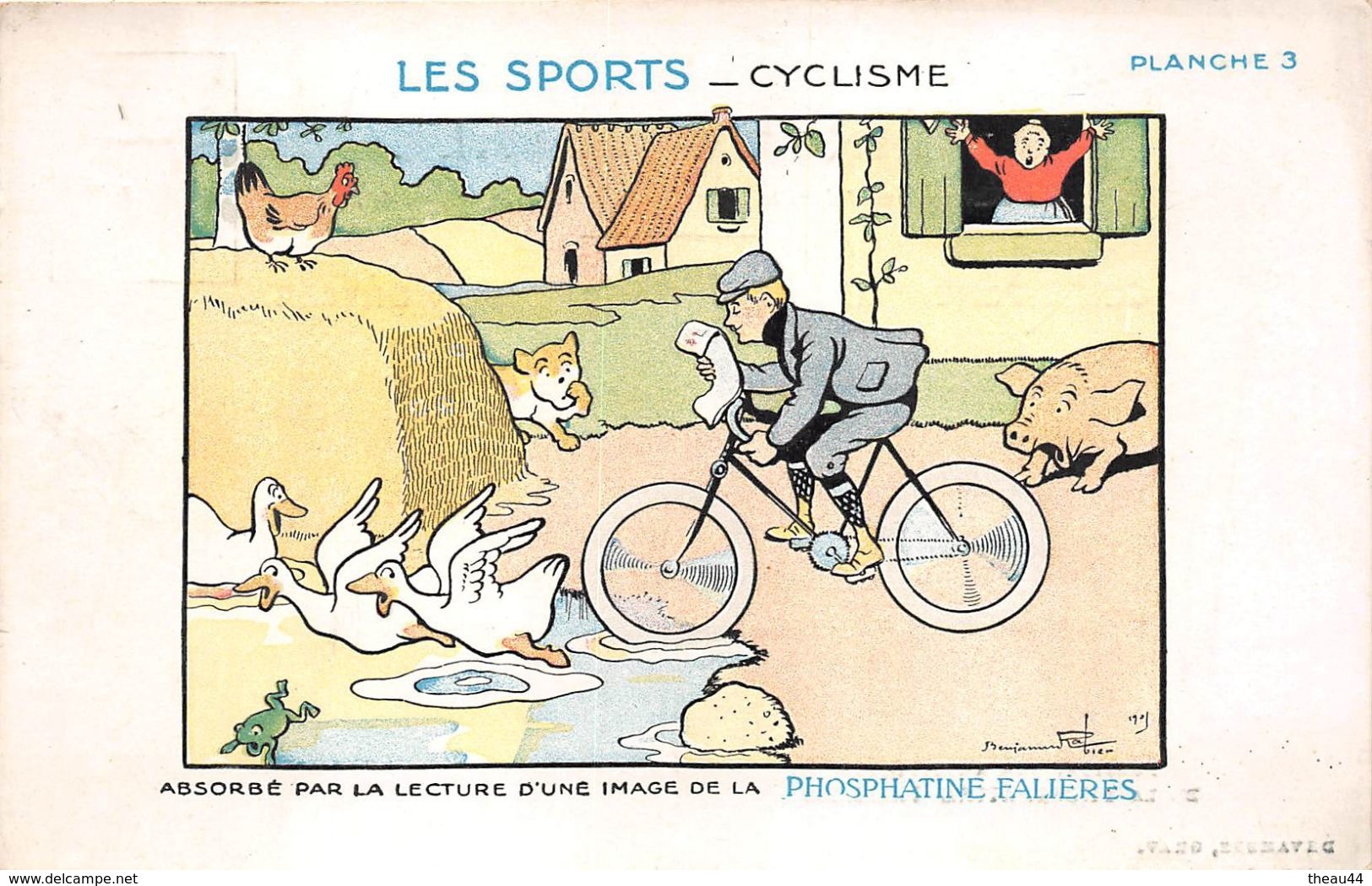 ¤¤   -   ILLUSTRATEUR  " Benjamin RABIER "  -  Les Sports  -  Cyclisme  - Vélo , Cochon  -  Carte Publicitaire   -  ¤¤ - Rabier, B.