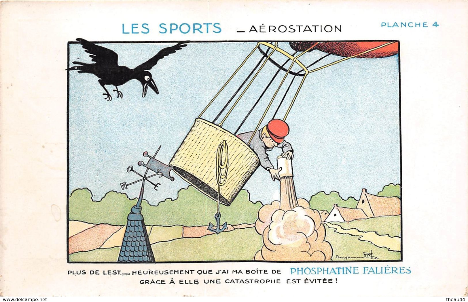 ¤¤   -   ILLUSTRATEUR  " Benjamin RABIER "  -  Les Sports  -  Aérostation  -  Carte Publicitaire   -  ¤¤ - Rabier, B.